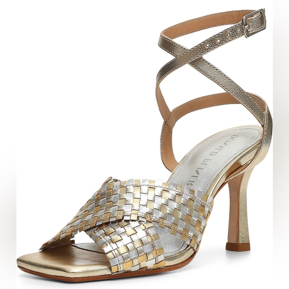 Donald Pliner Ferndale Strappy sandals dress heels woven metallic